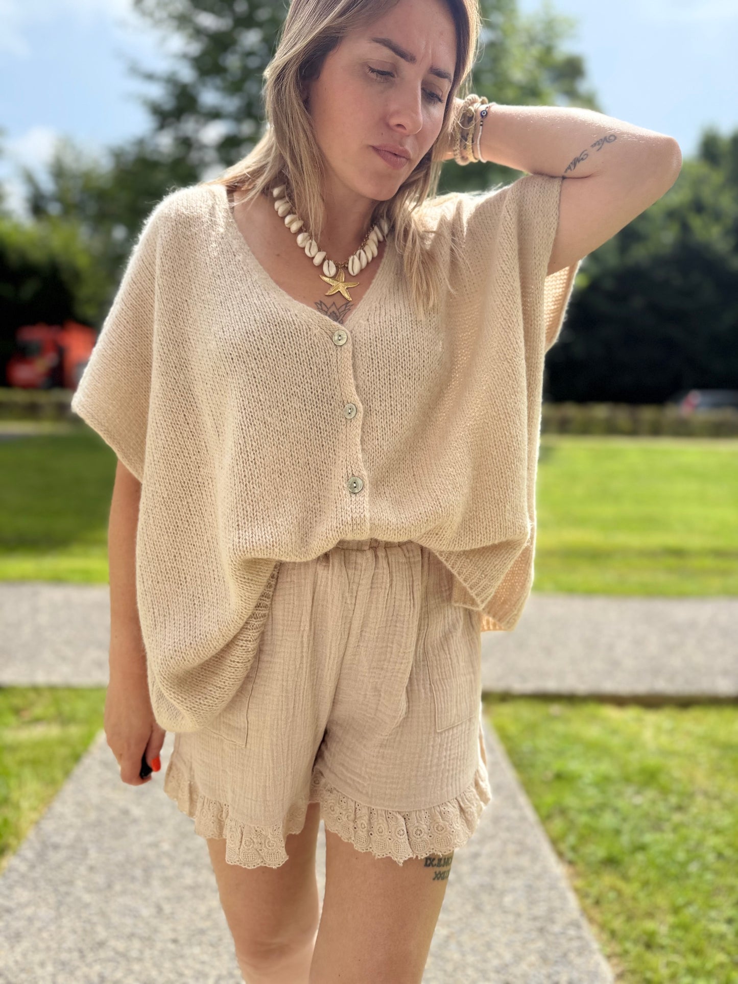 Gilet Kid Mohair Beige