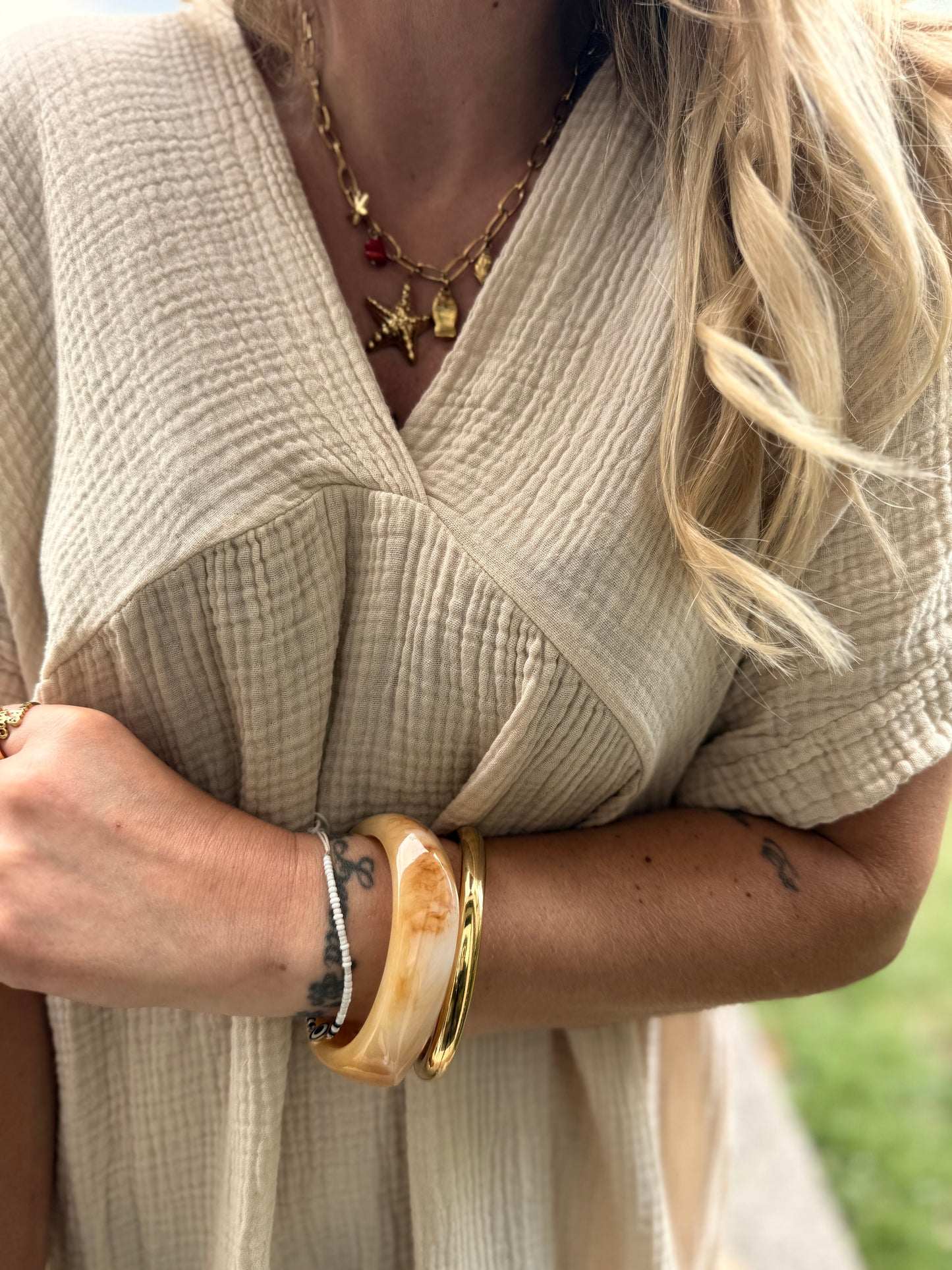 Robe Lison Courte Beige