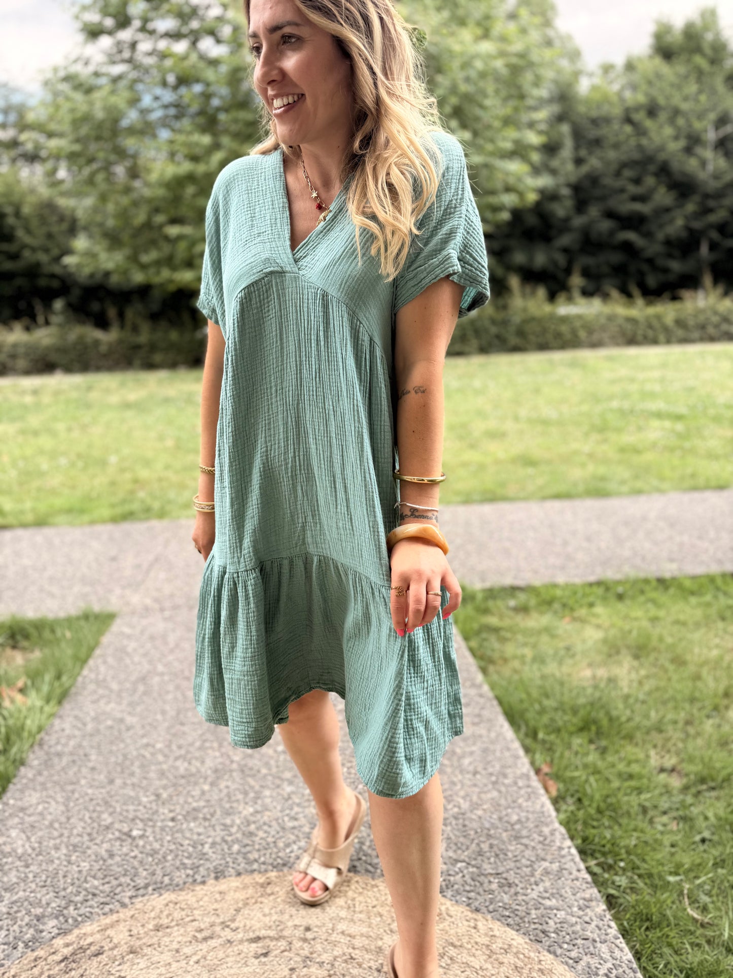 Robe Lison Courte Céladon