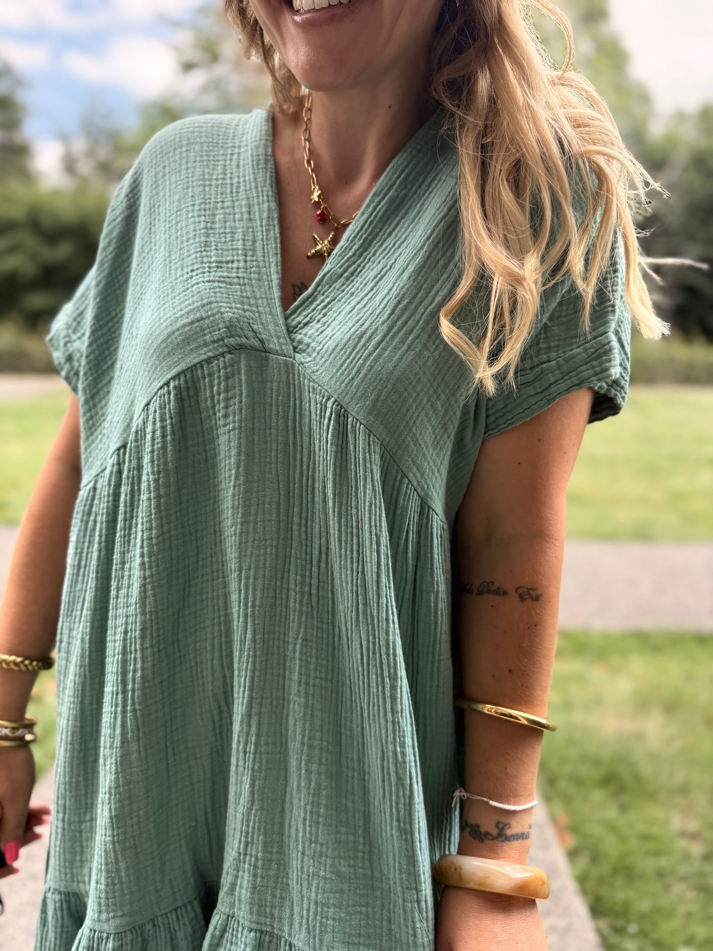 Robe Lison Courte Céladon