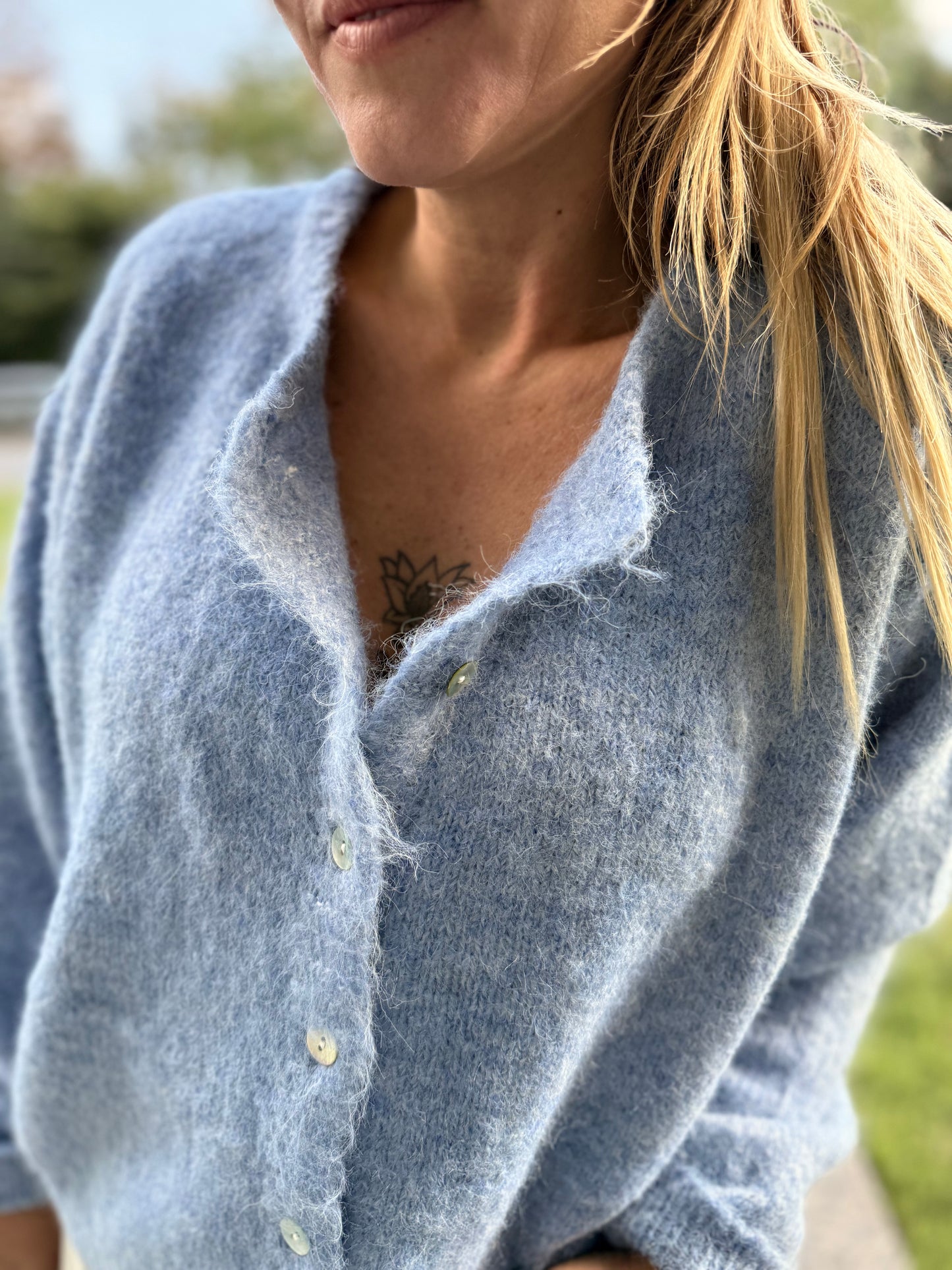 GILET LEOLA BLEU VINTAGE