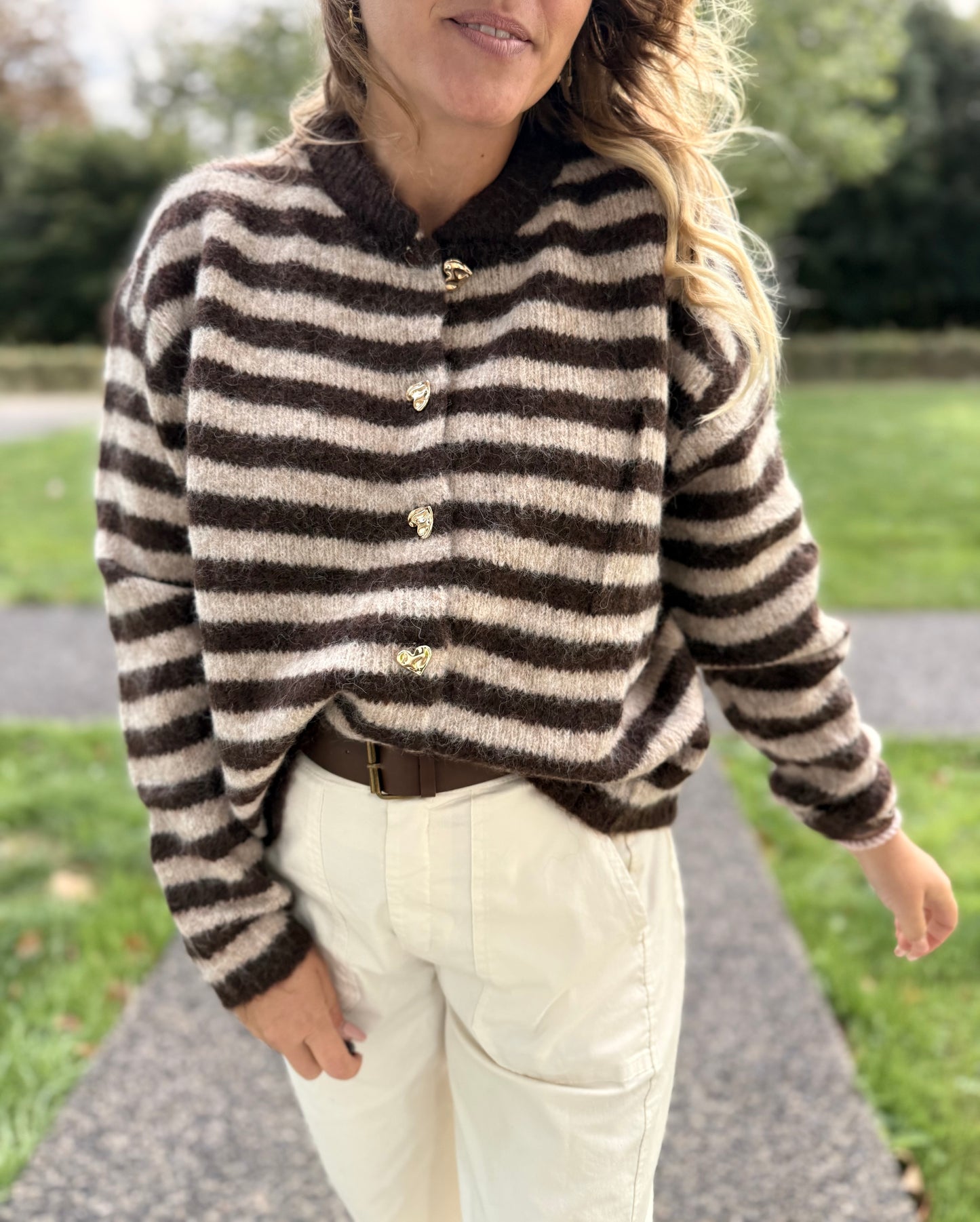 GILET MILO RAYÉ CHOCOLAT