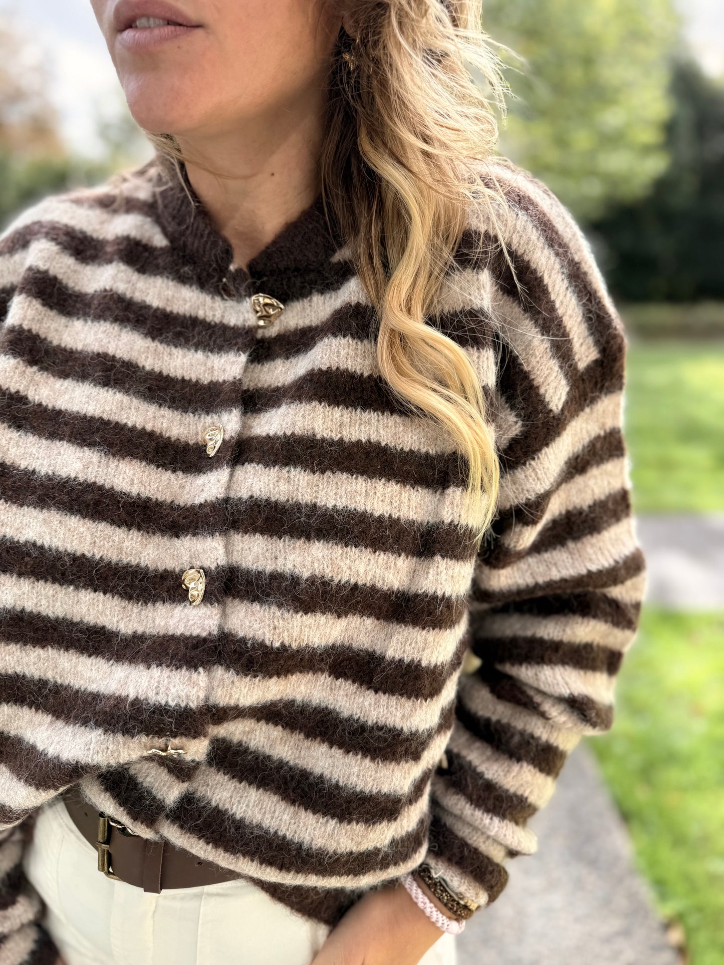 GILET RAYÉ CHOCOLAT