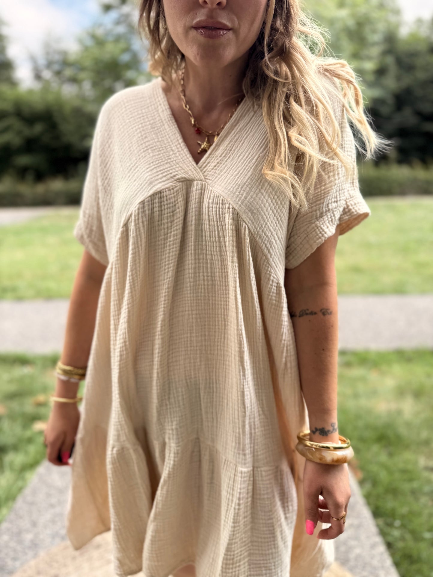 Robe Lison Courte Beige