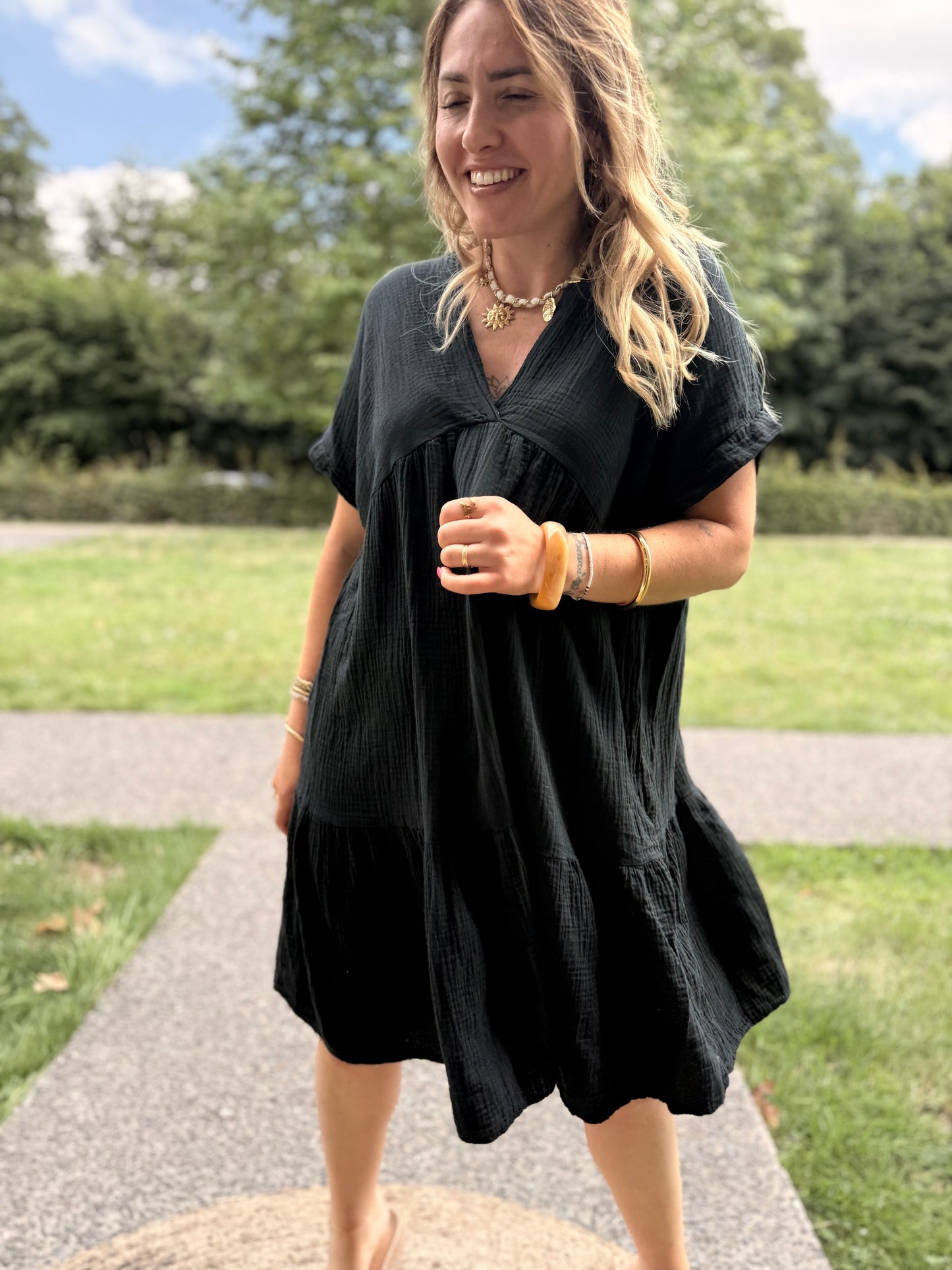 Robe Lison Courte Noire