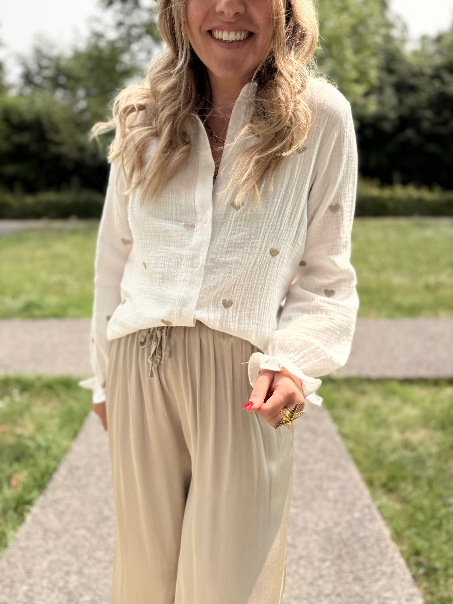 Chemise cœur doré