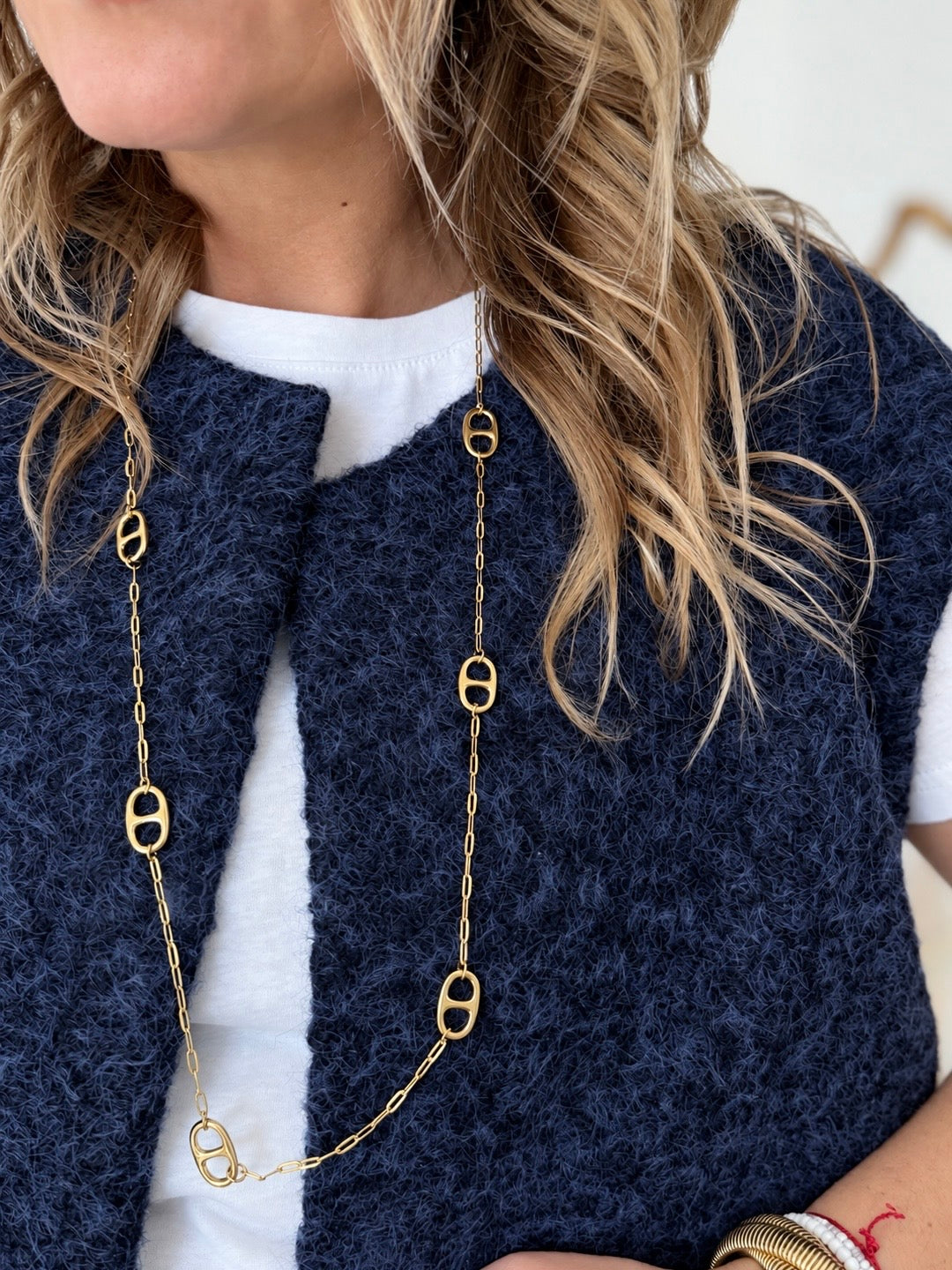 GILET LAINE BOUILLIE BLEU MARINE
