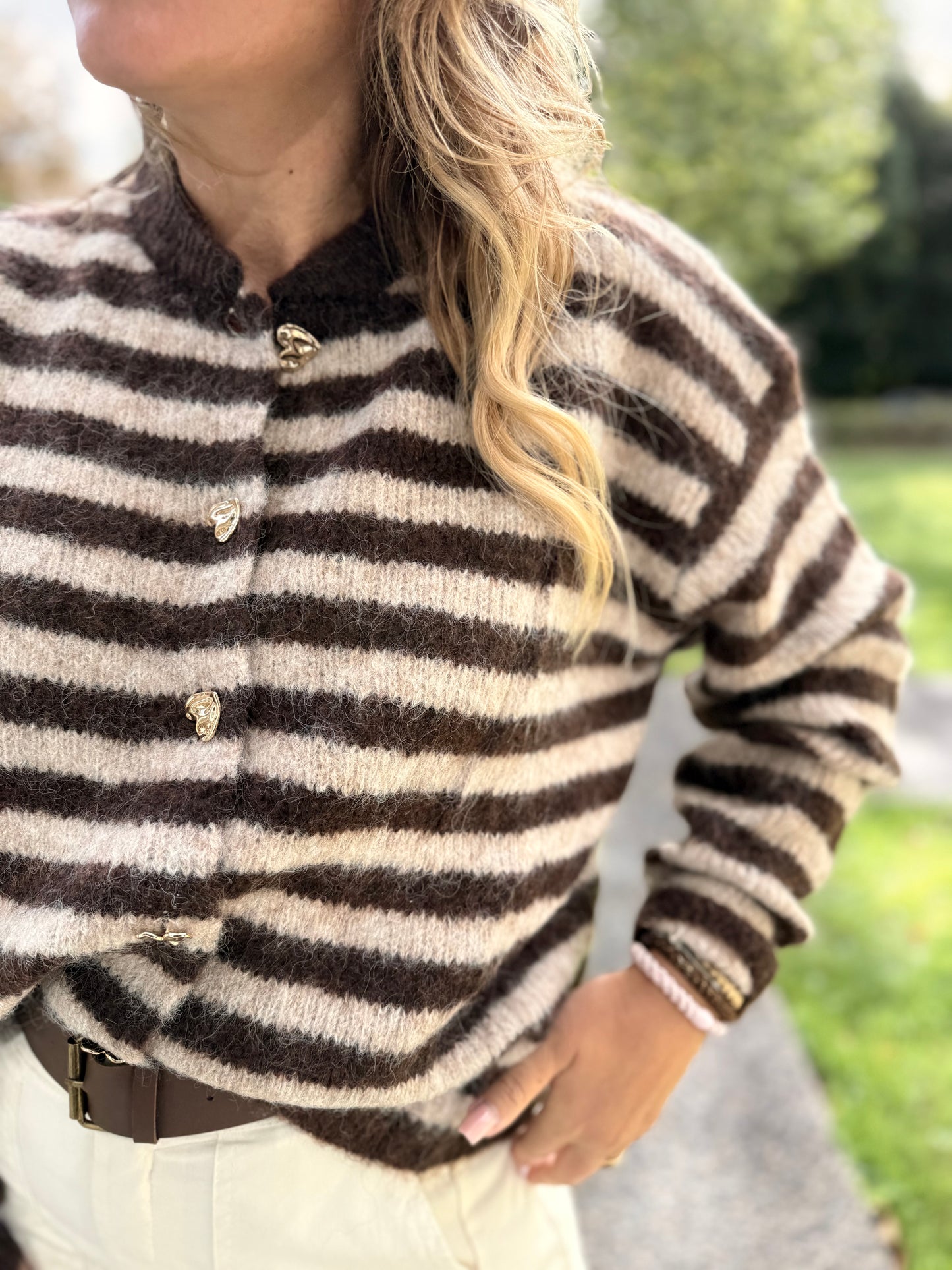 GILET RAYÉ CHOCOLAT