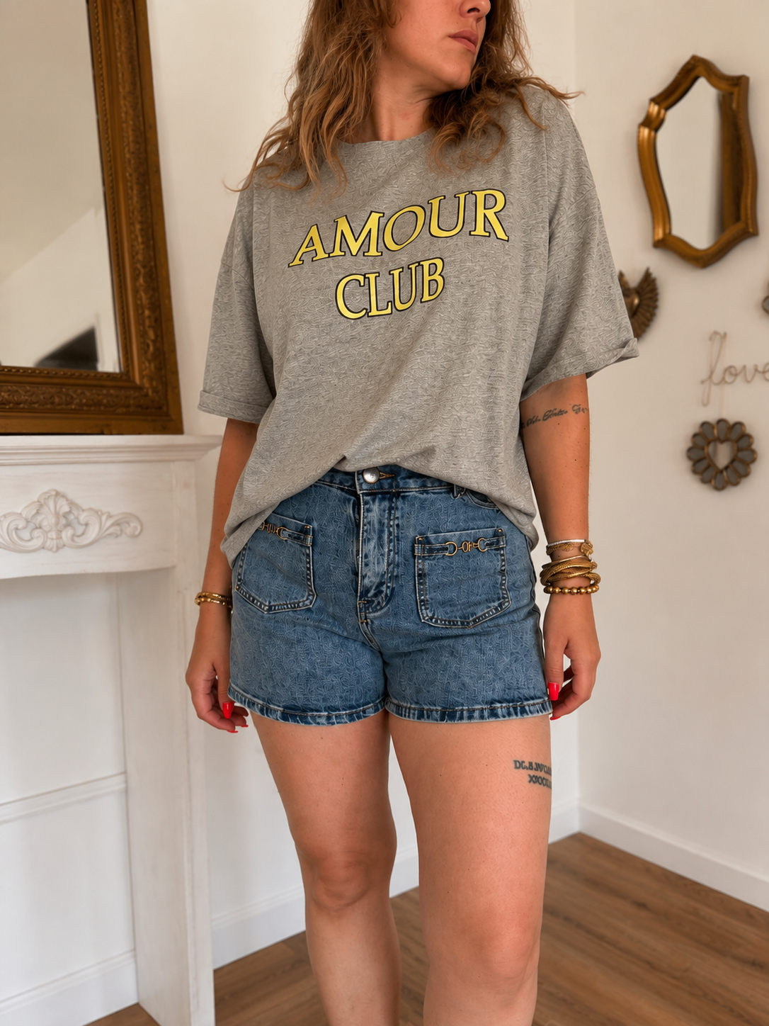 TEE SHIRT AMOUR CLUB GRIS