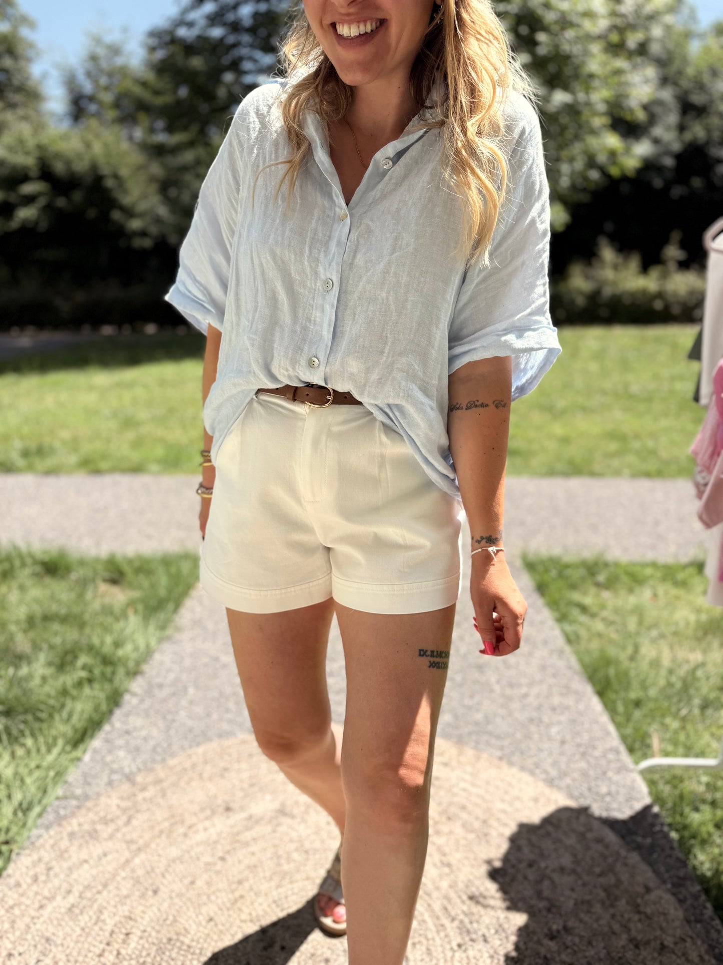 Chemise en lin bleue