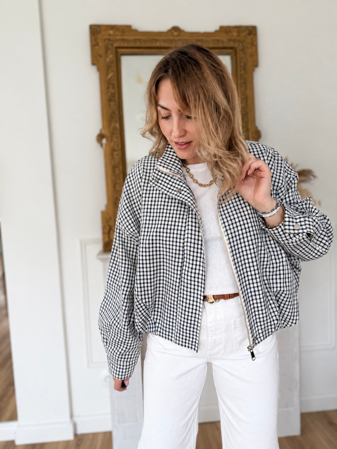 BOMBERS A CARREAUX BLEU MARINE