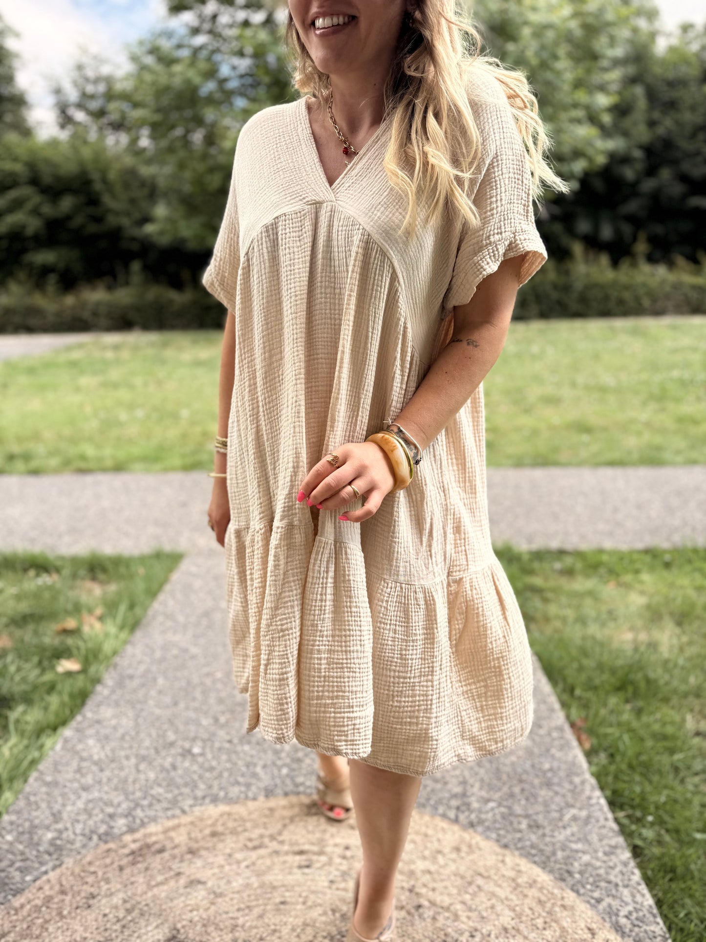 Robe Lison Courte Beige