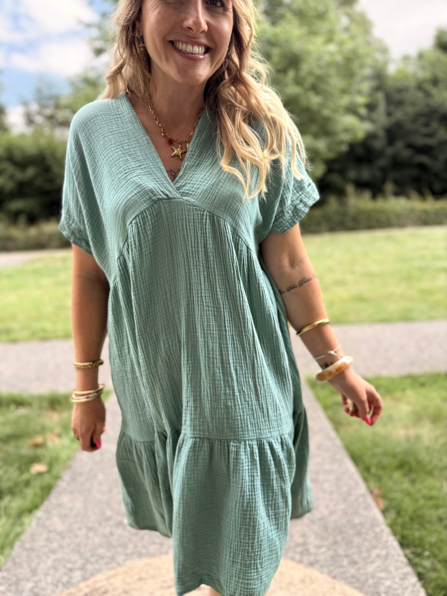 Robe Lison Courte Céladon