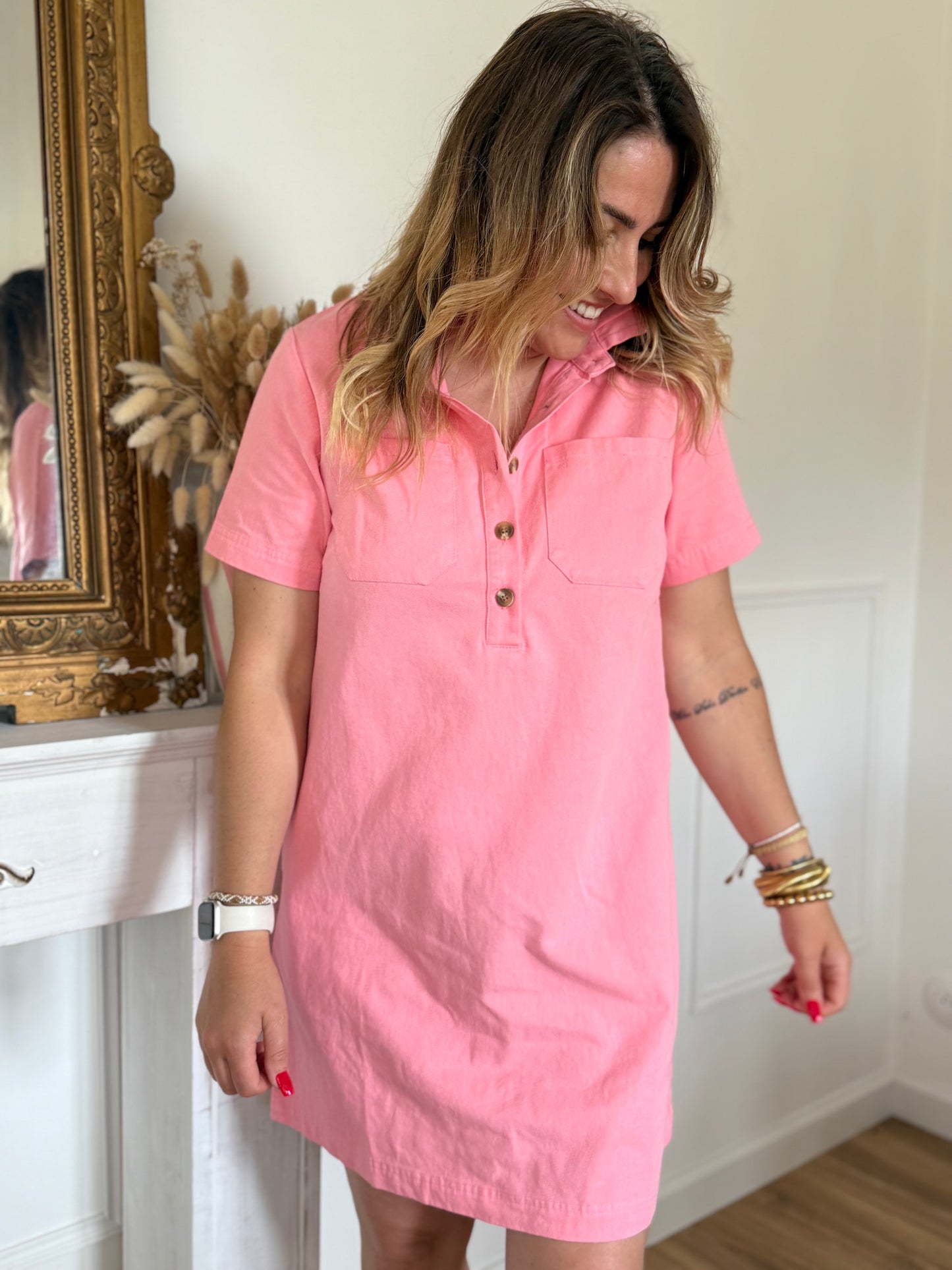 ROBE EN JEAN ROSE