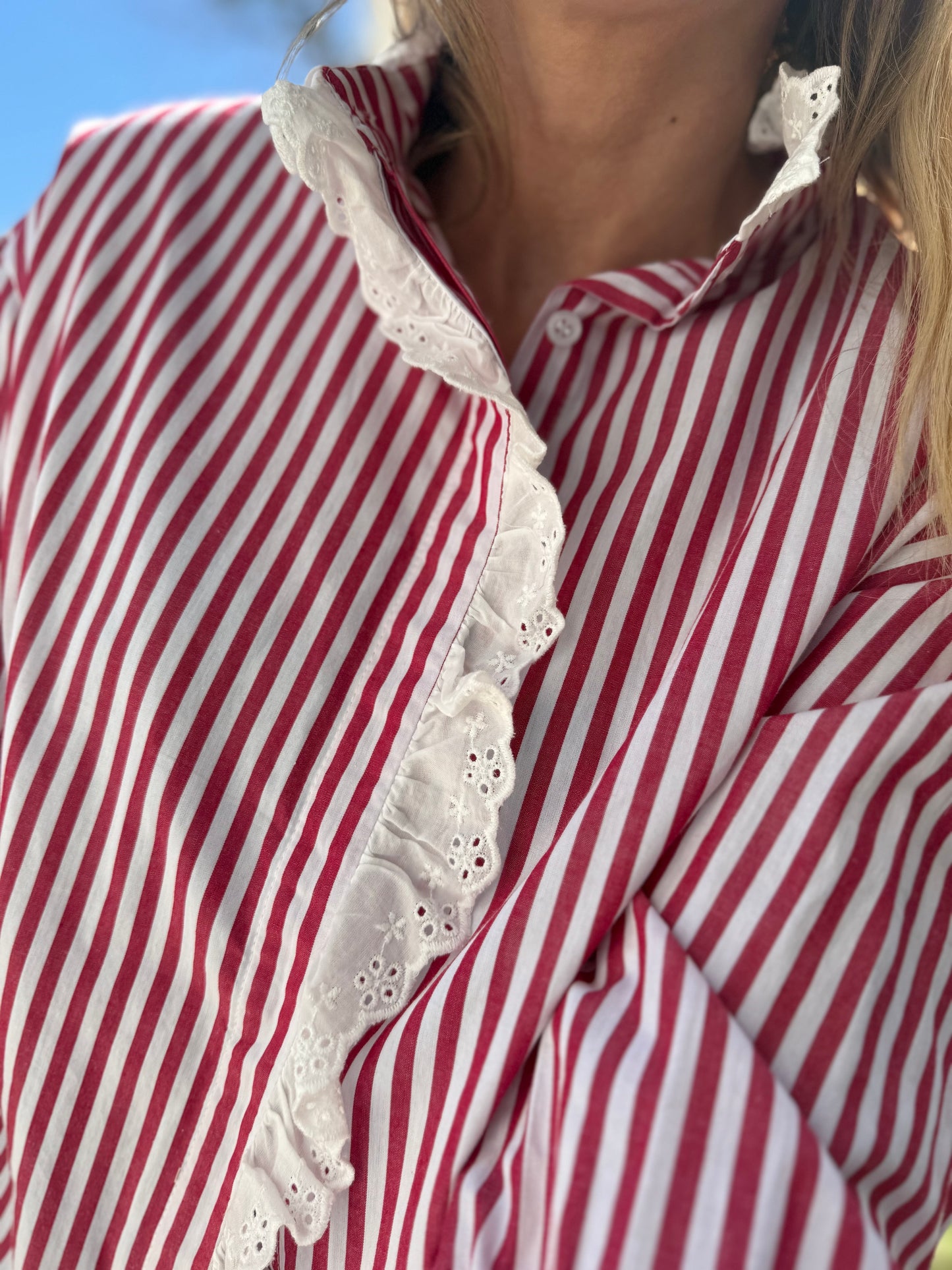 Chemisier Rayé Rouge