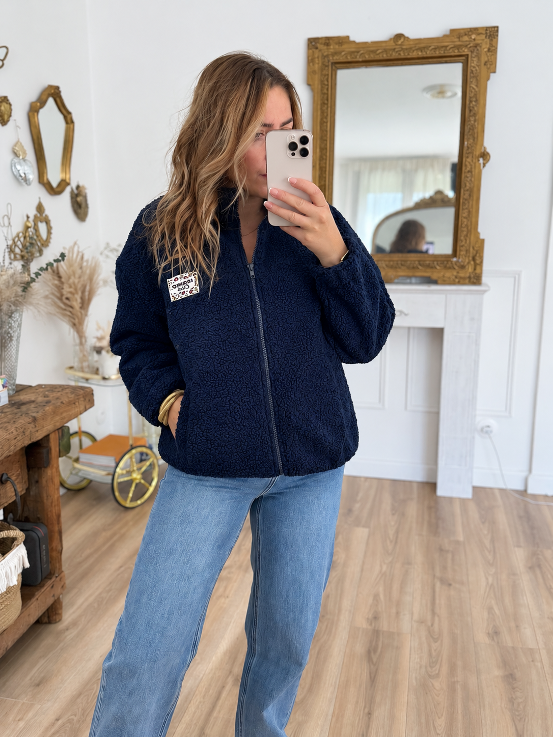 VESTE SHERPA BLEU MARINE ICONIC