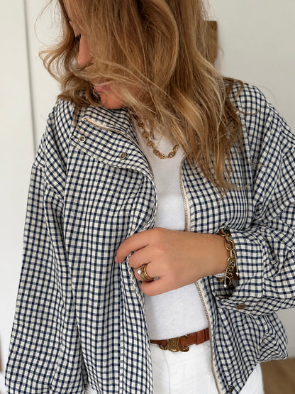 BOMBERS A CARREAUX BLEU MARINE