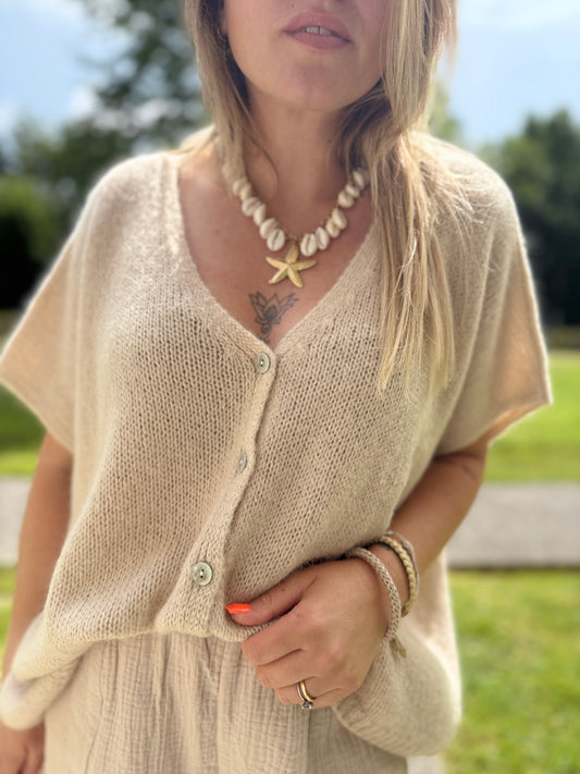 Gilet Kid Mohair Beige