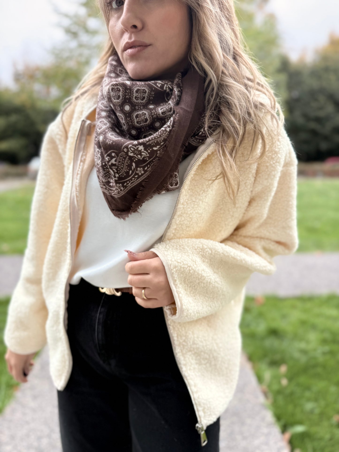 Manteau sherpa écru