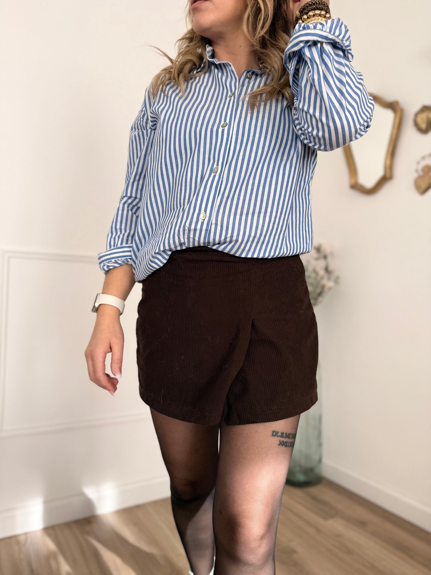 Jupe short velours choco