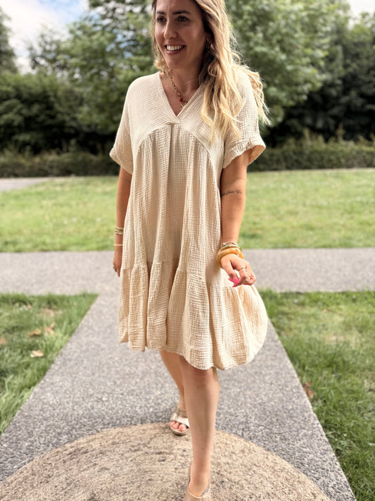 Robe Lison Courte Beige