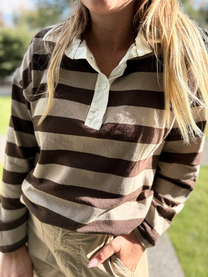 PULL FIN RAYE CHOCO ET TAUPE