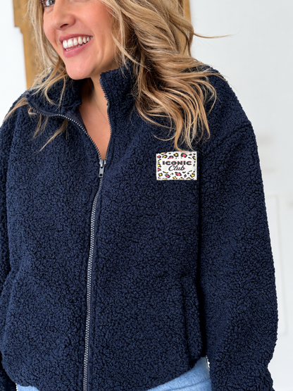 VESTE SHERPA BLEU MARINE ICONIC