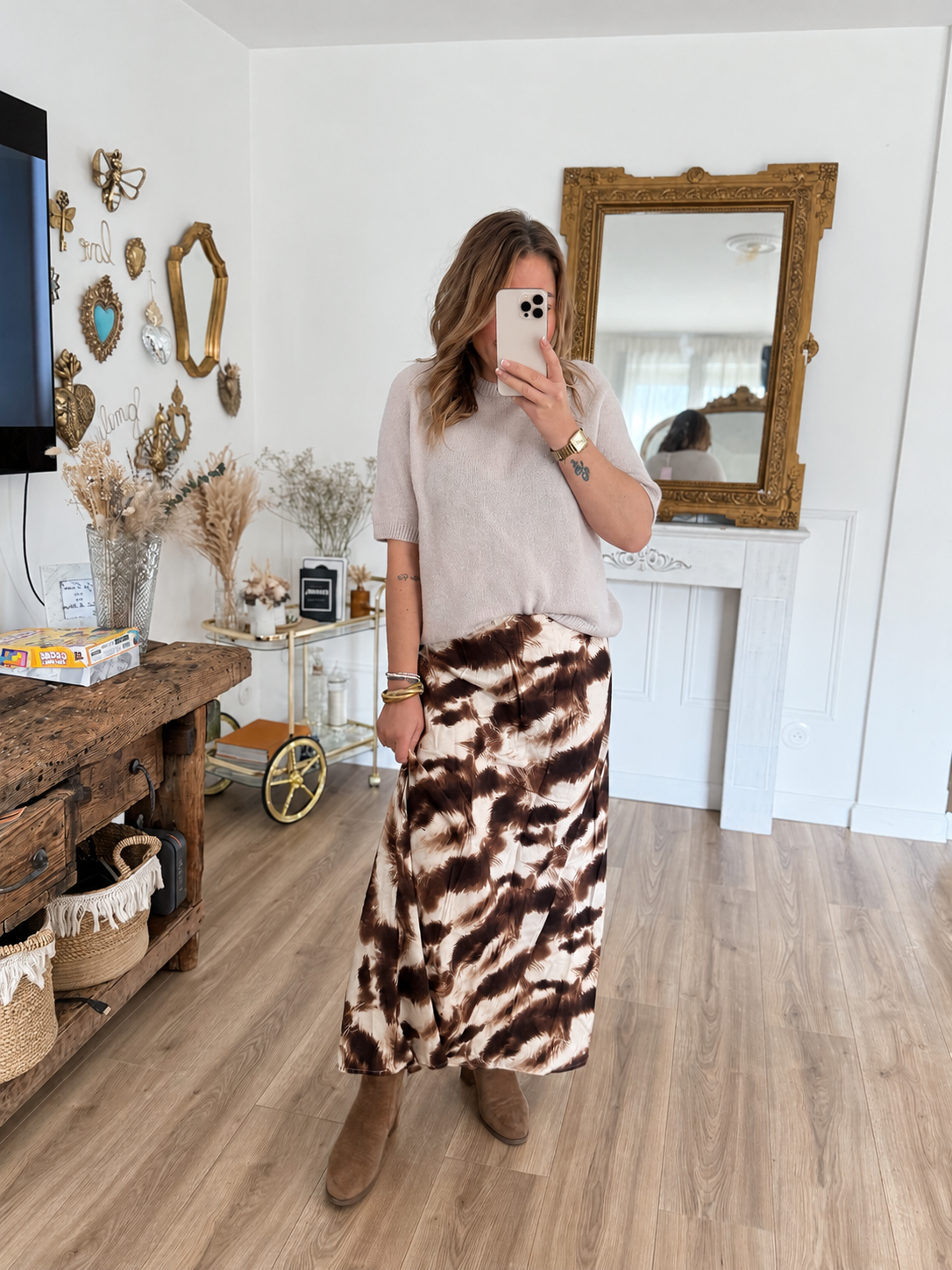 JUPE LONGUE EFFET MARBRE
