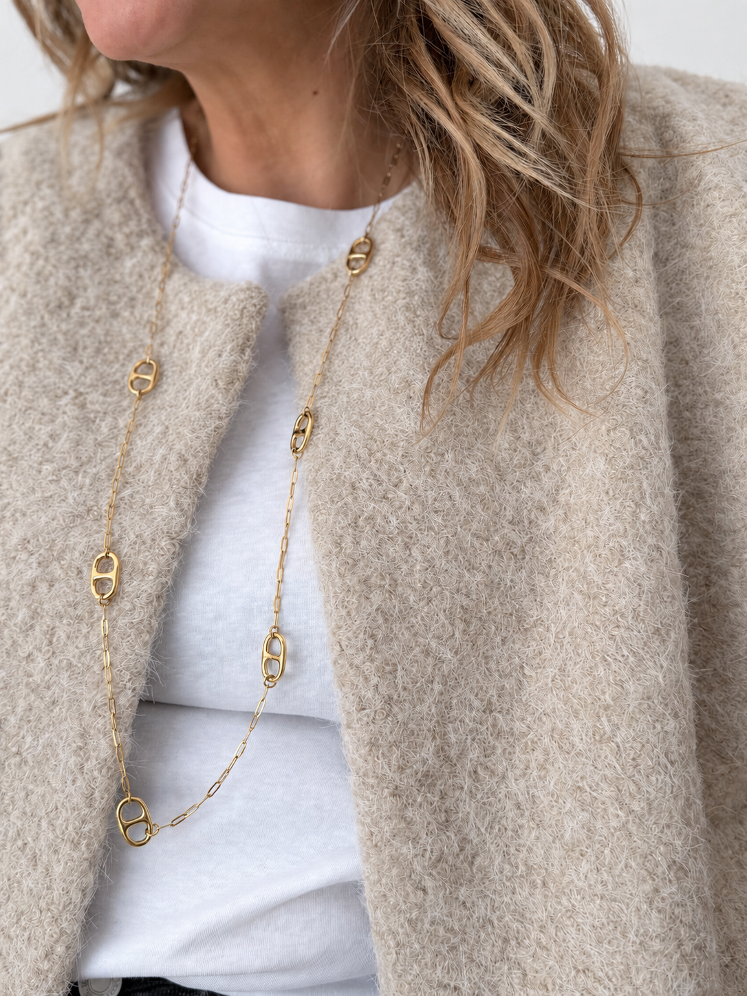 GILET LAINE BOUILLIE ECRU