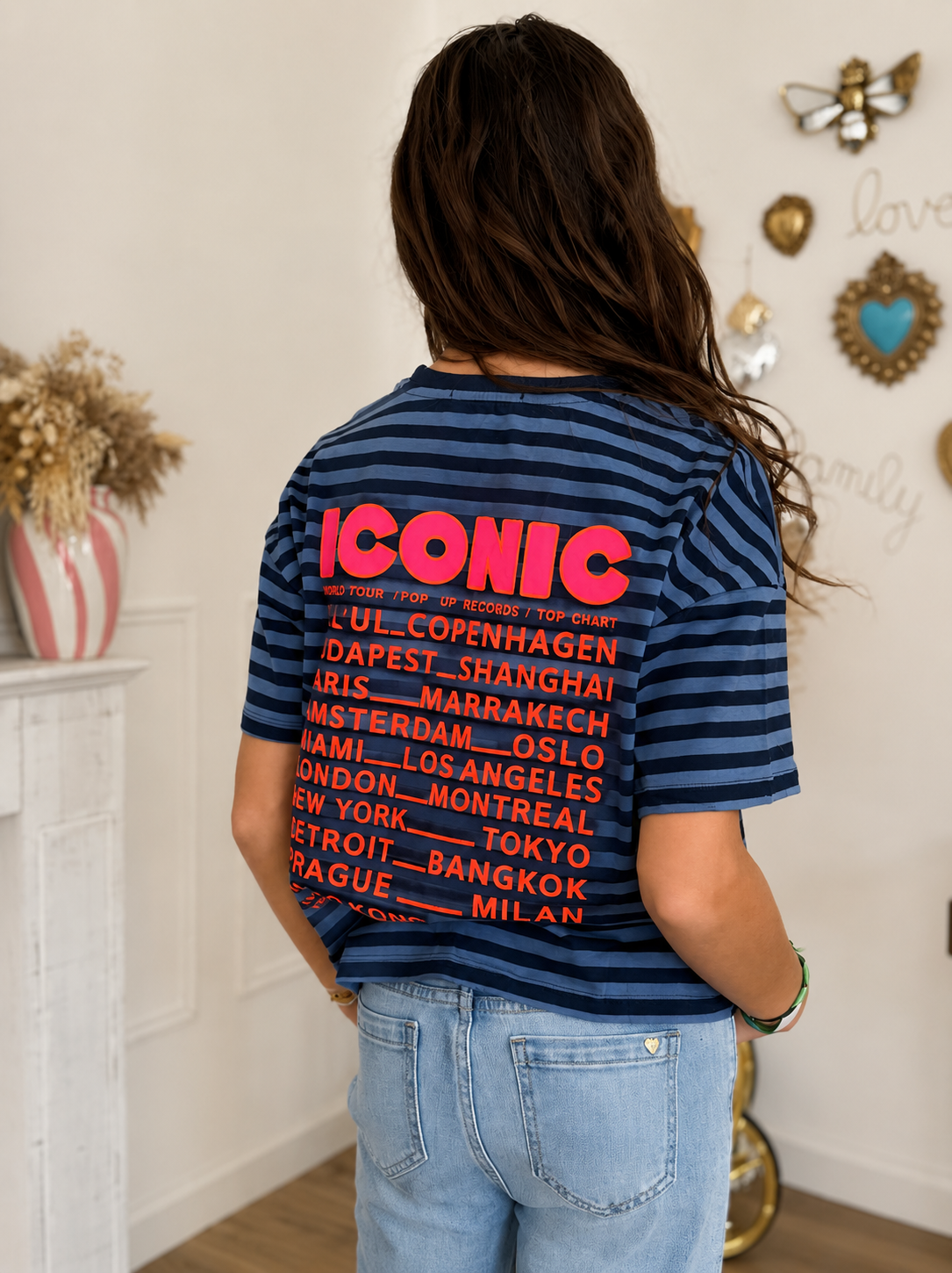 T-SHIRT ICONIC  RAYURES BLEU