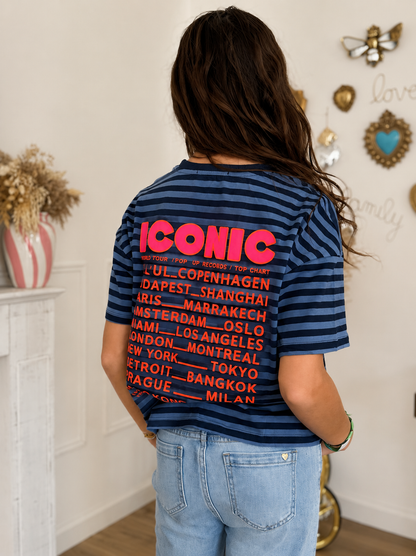 T-SHIRT ICONIC  RAYURES BLEU