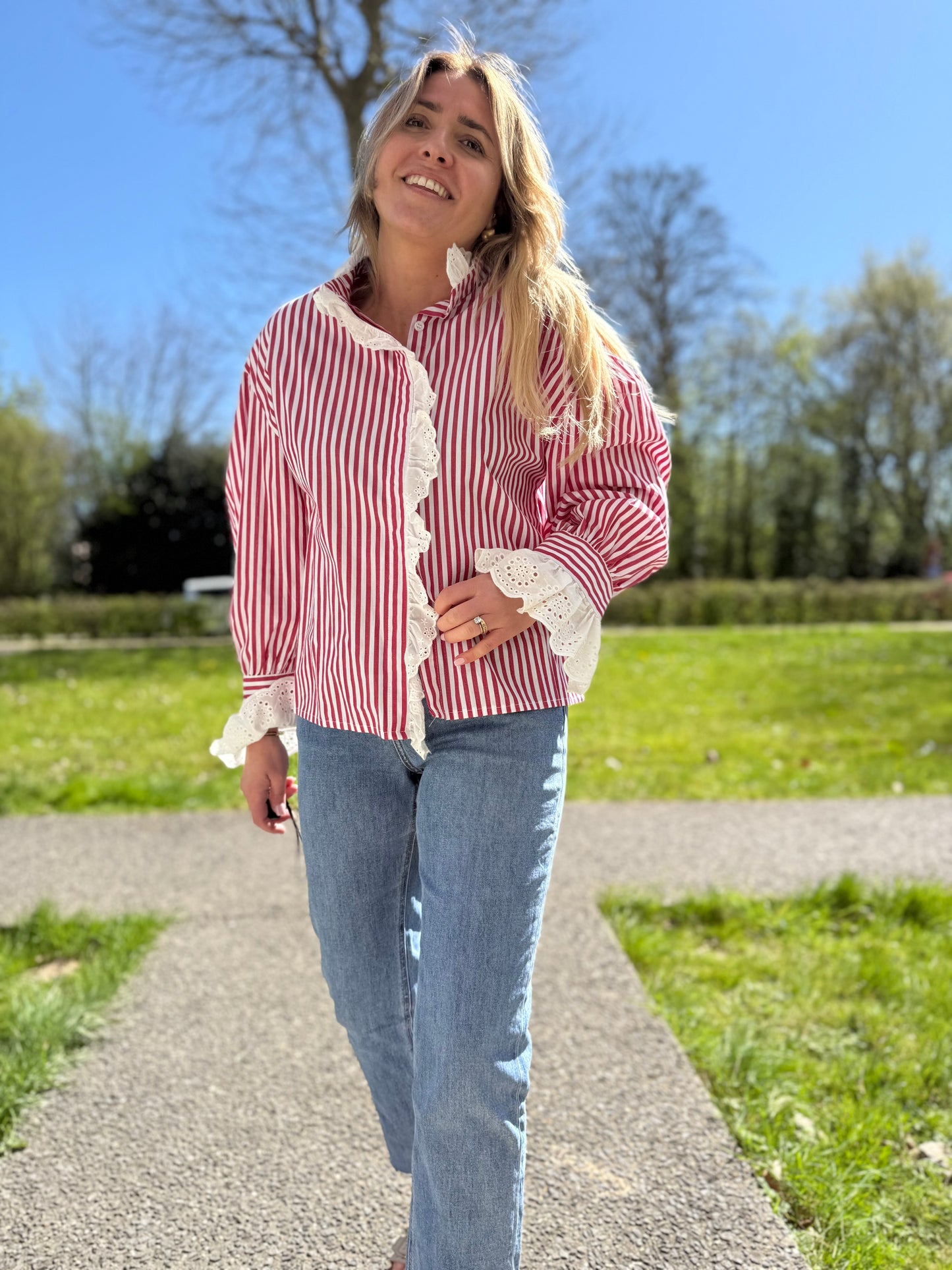Chemisier Rayé Rouge