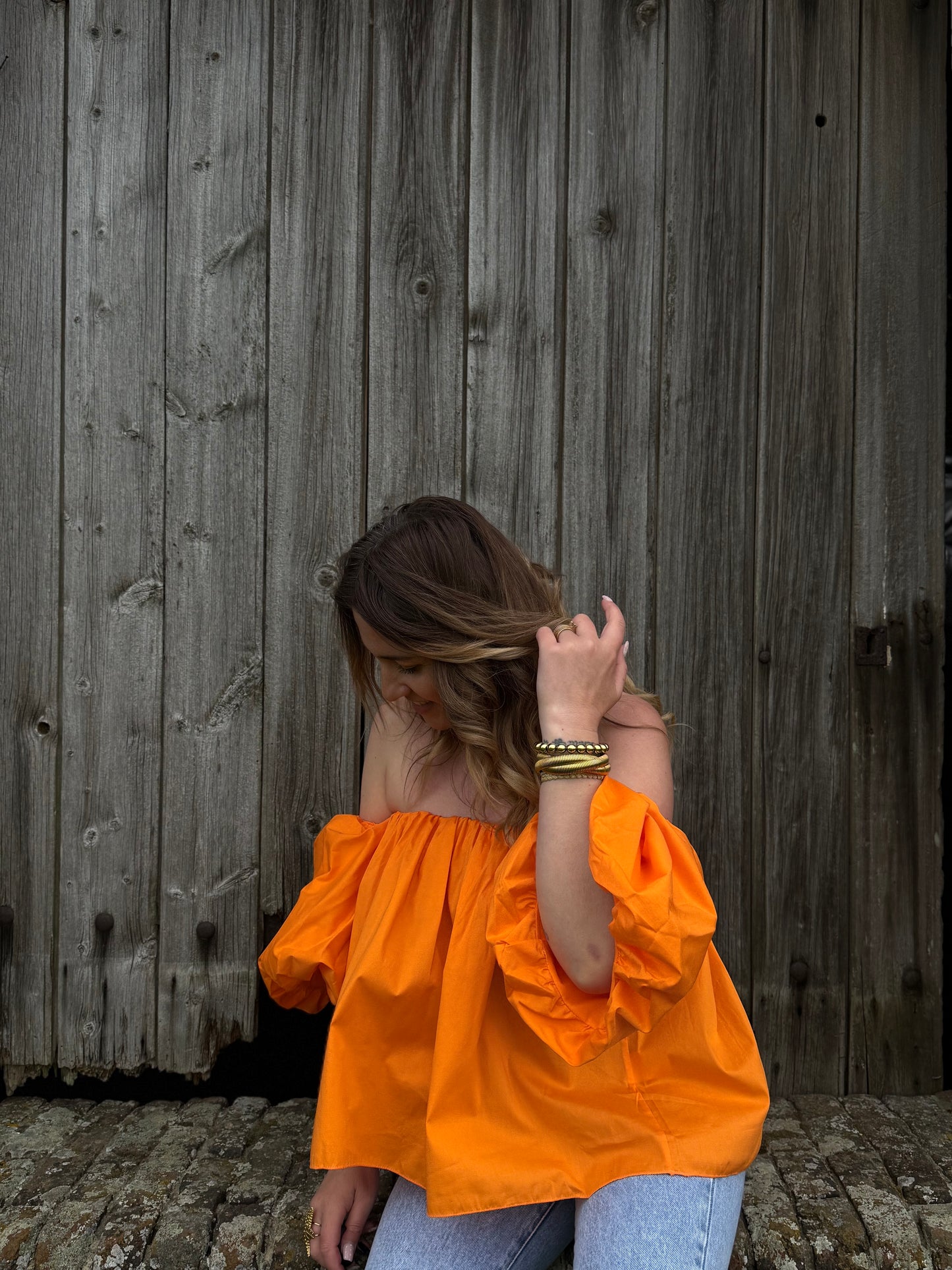 NOA ORANGE  - BLOUSE BARDOT
