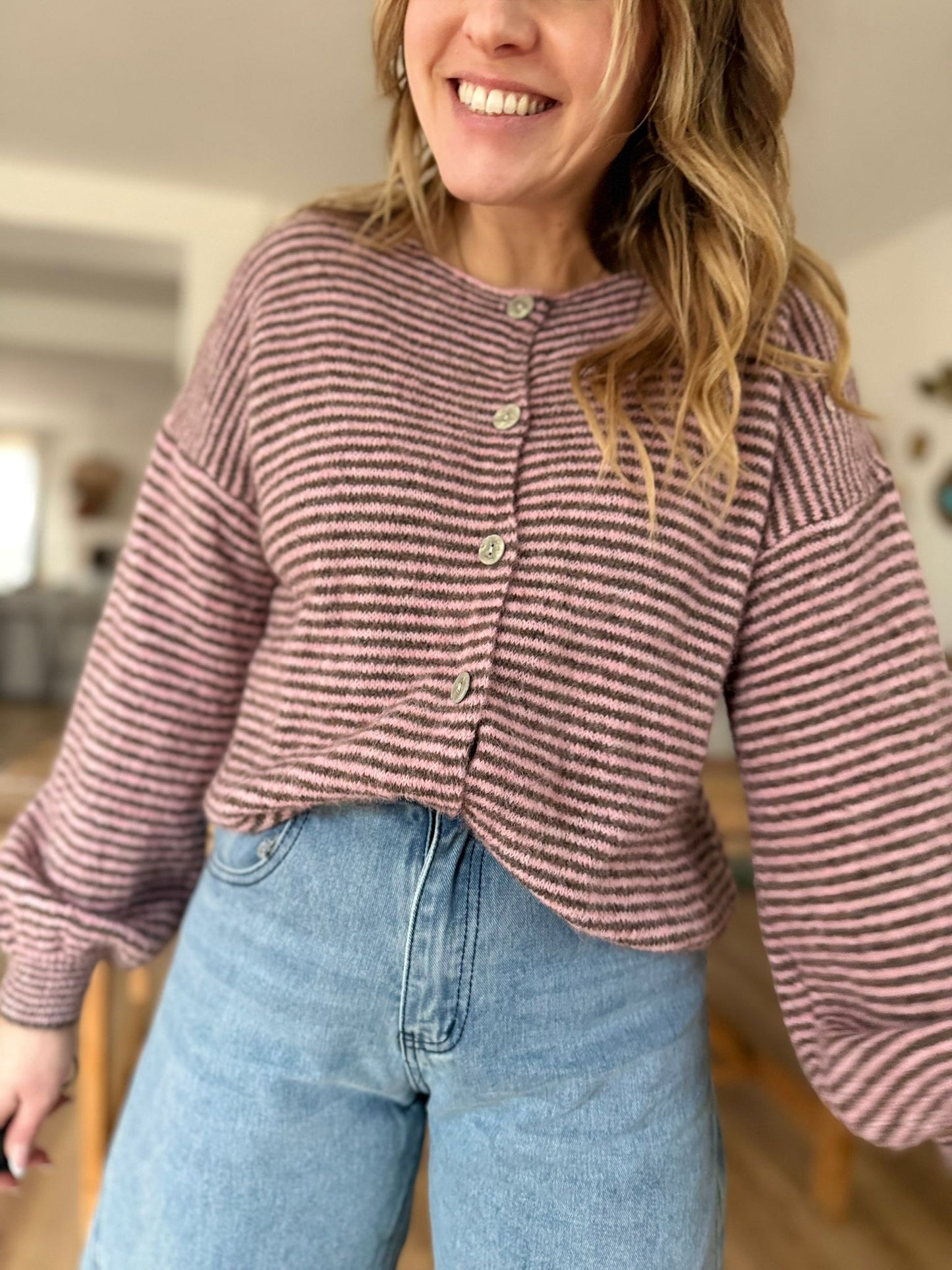 Gilet + écharpe rayé