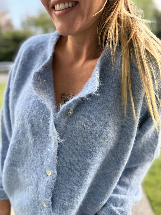 GILET LEOLA BLEU VINTAGE