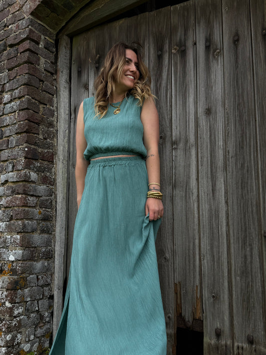 ELLA vert céladon - Ensemble Jupe /Top
