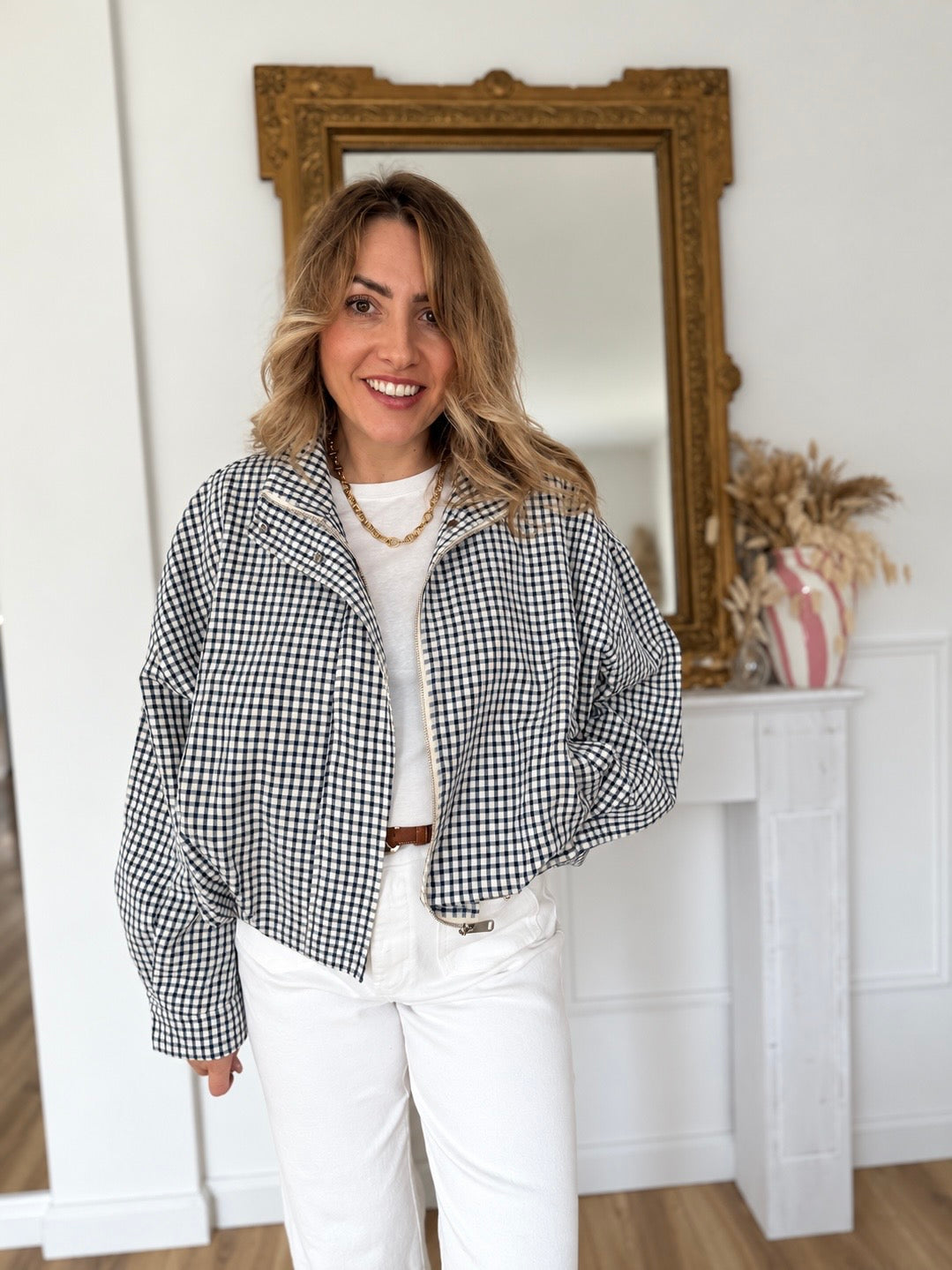 BOMBERS A CARREAUX BLEU MARINE