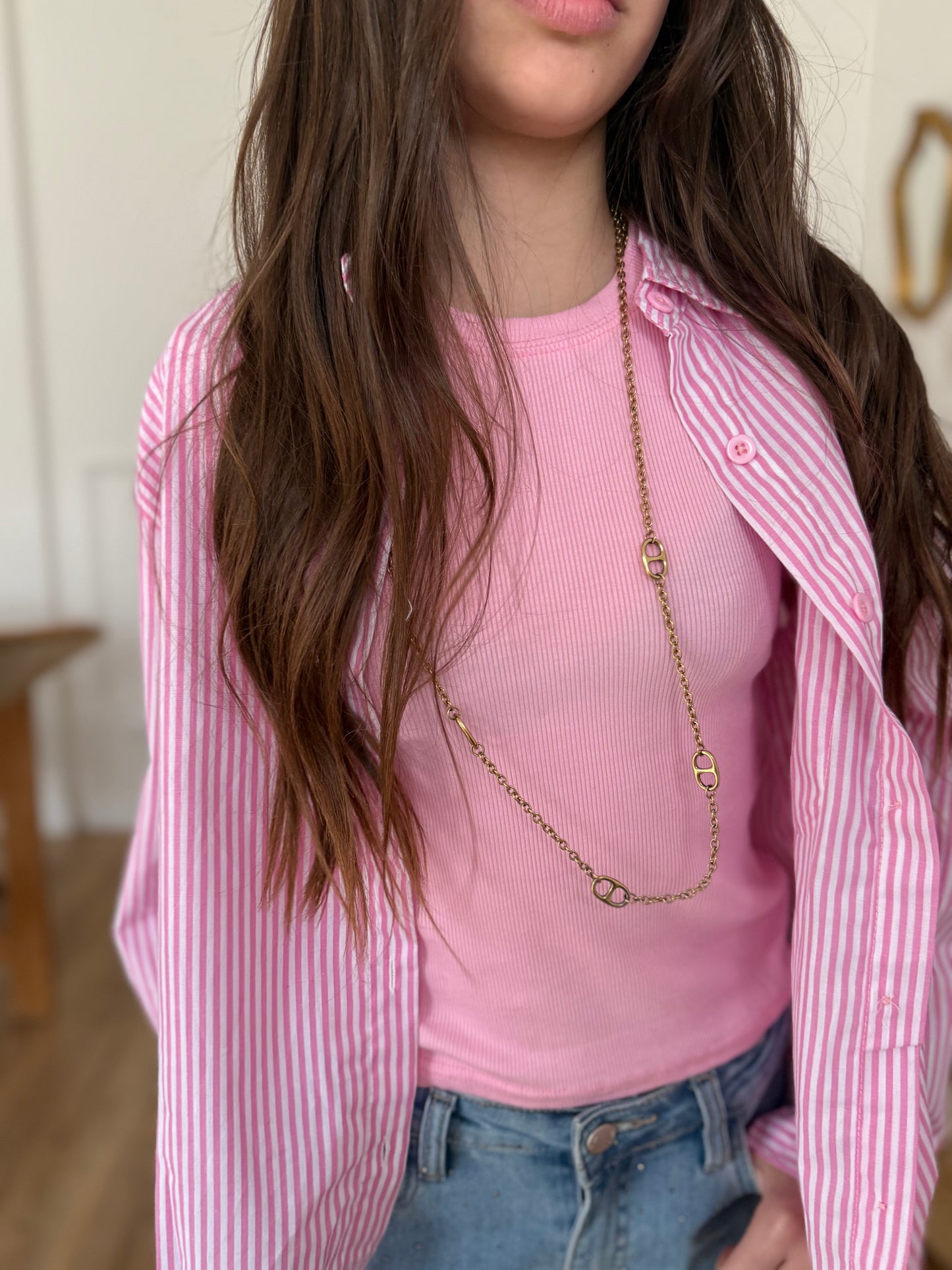 Chemise rayé rose