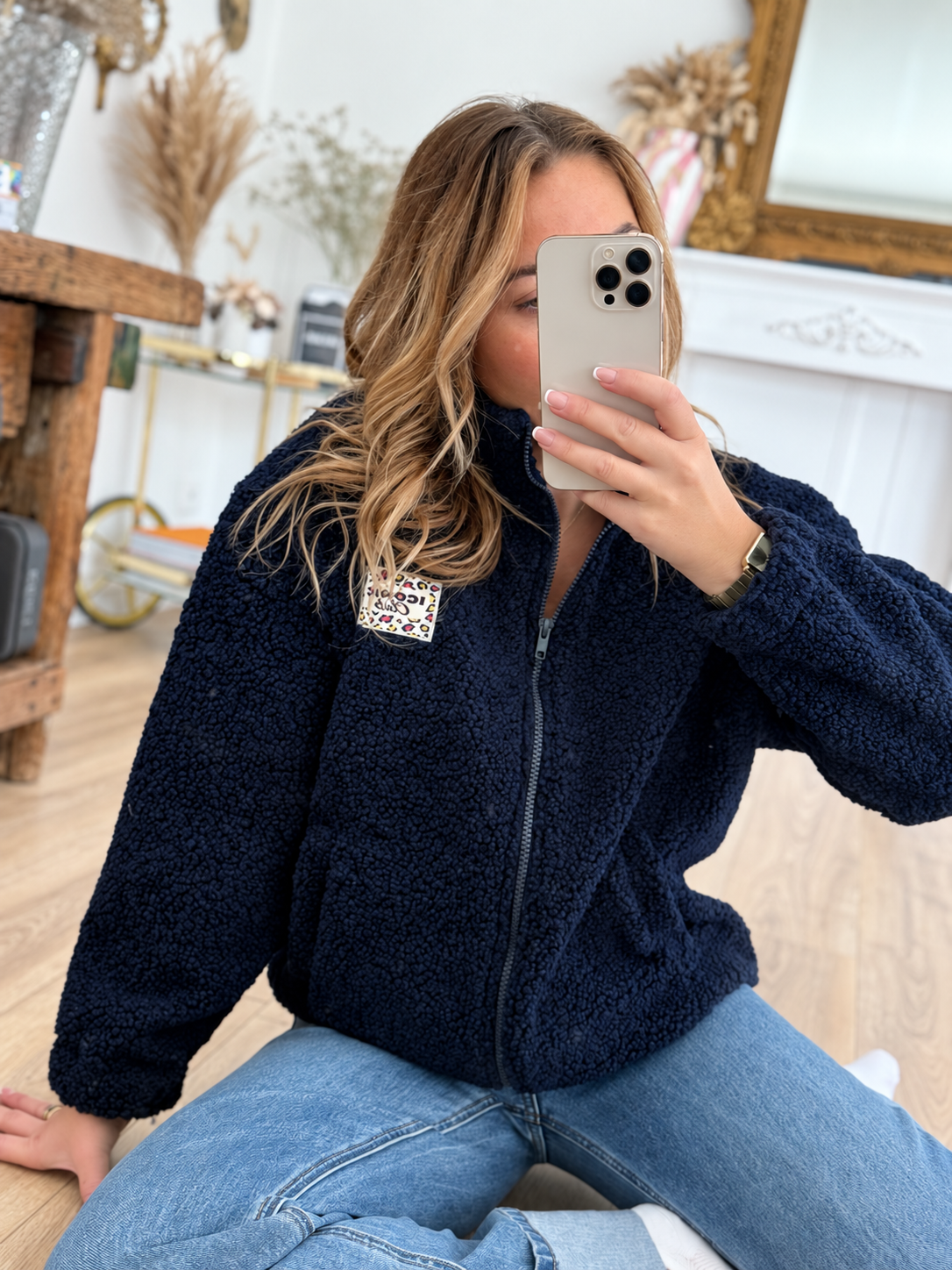 VESTE SHERPA BLEU MARINE ICONIC