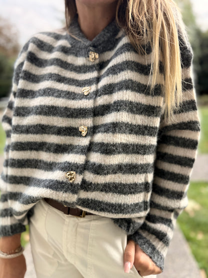 GILET MILO RAYÉ GRIS