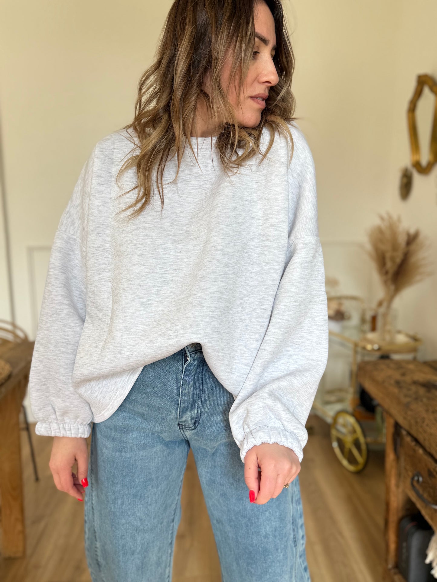Sweat gris Matcha