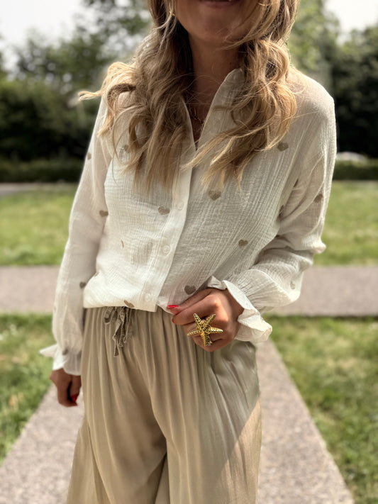 Chemise cœur doré