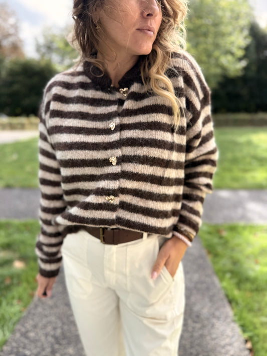 GILET RAYÉ CHOCOLAT