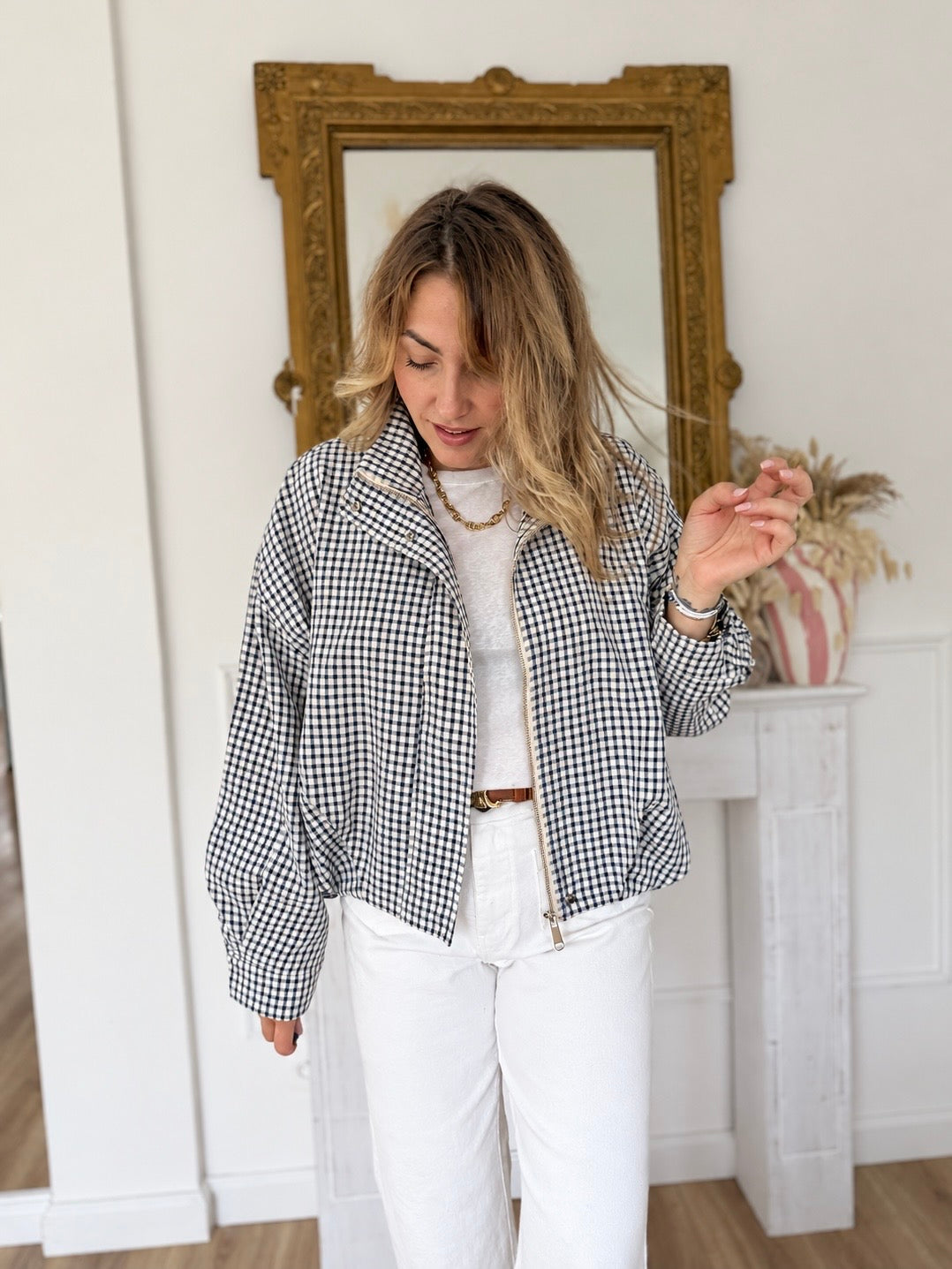 BOMBERS A CARREAUX BLEU MARINE
