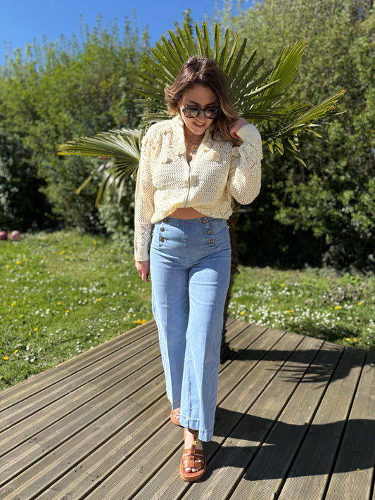 VICTORINE BLEU - Jean à boutons