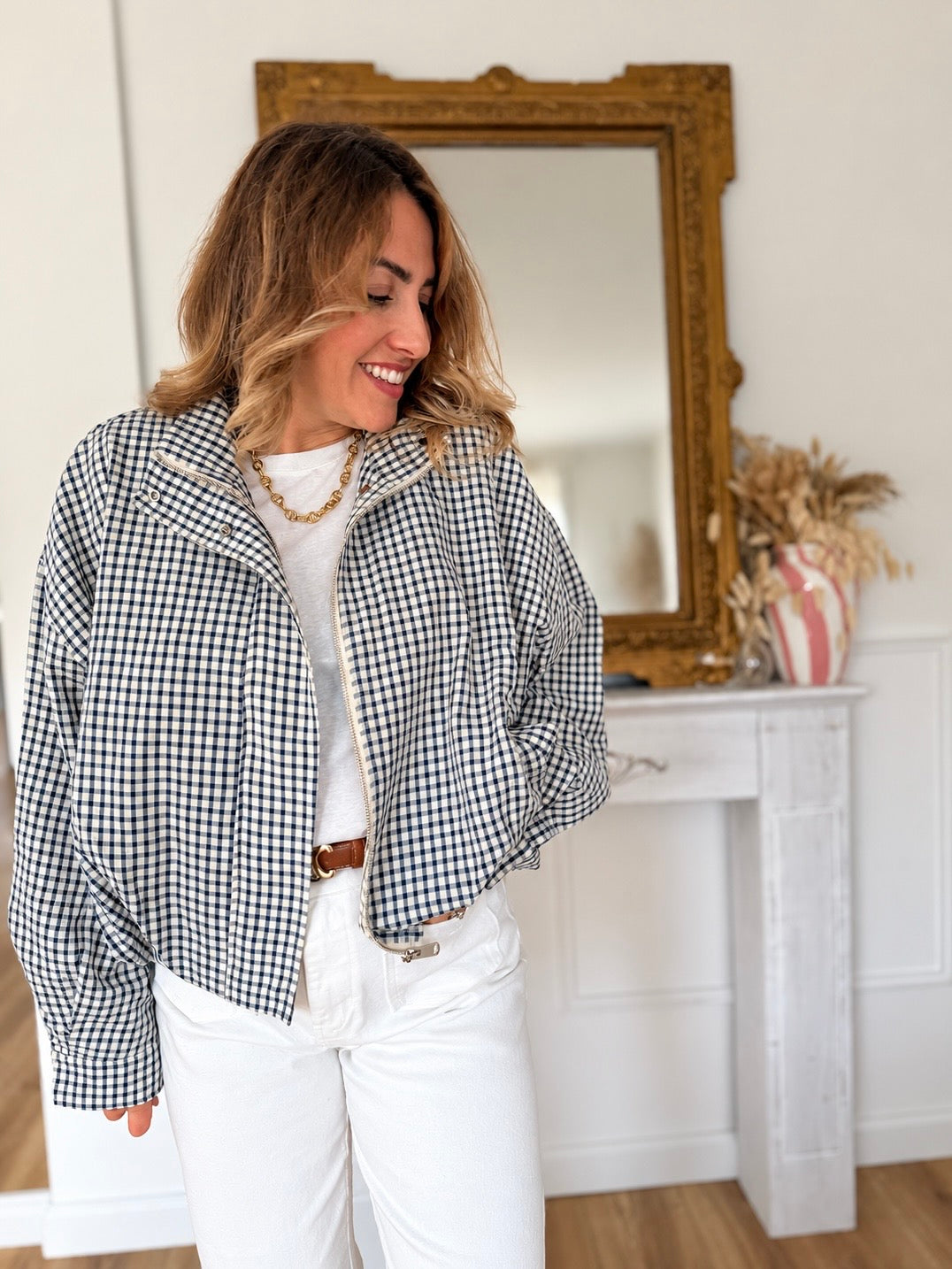 BOMBERS A CARREAUX BLEU MARINE