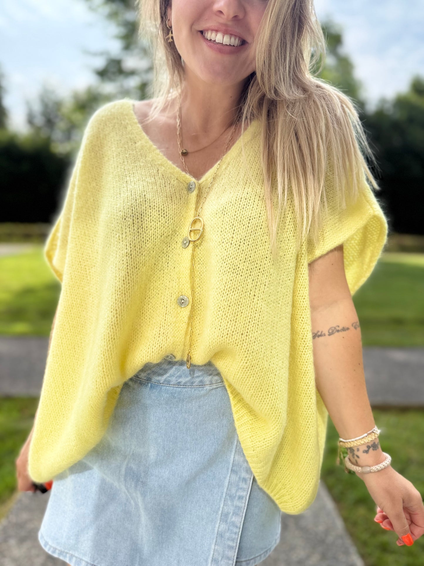 Gilet Kid Mohair Jaune