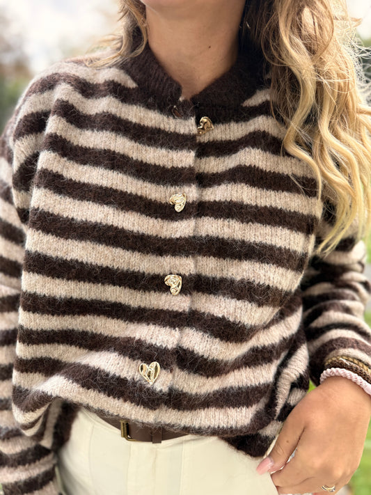 GILET MILO RAYÉ CHOCOLAT