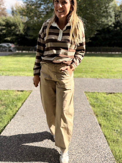 PULL FIN RAYE CHOCO ET TAUPE