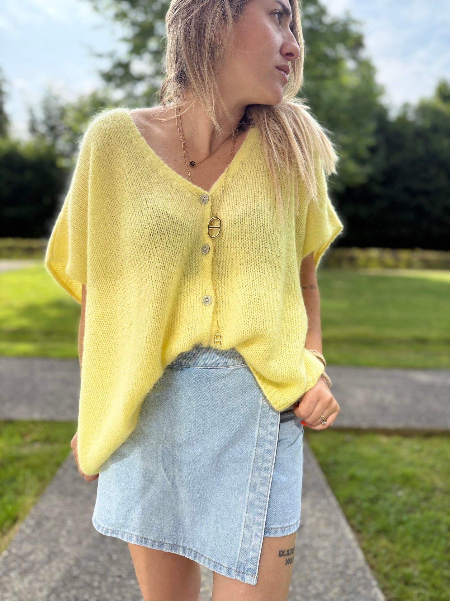 Gilet Kid Mohair Jaune